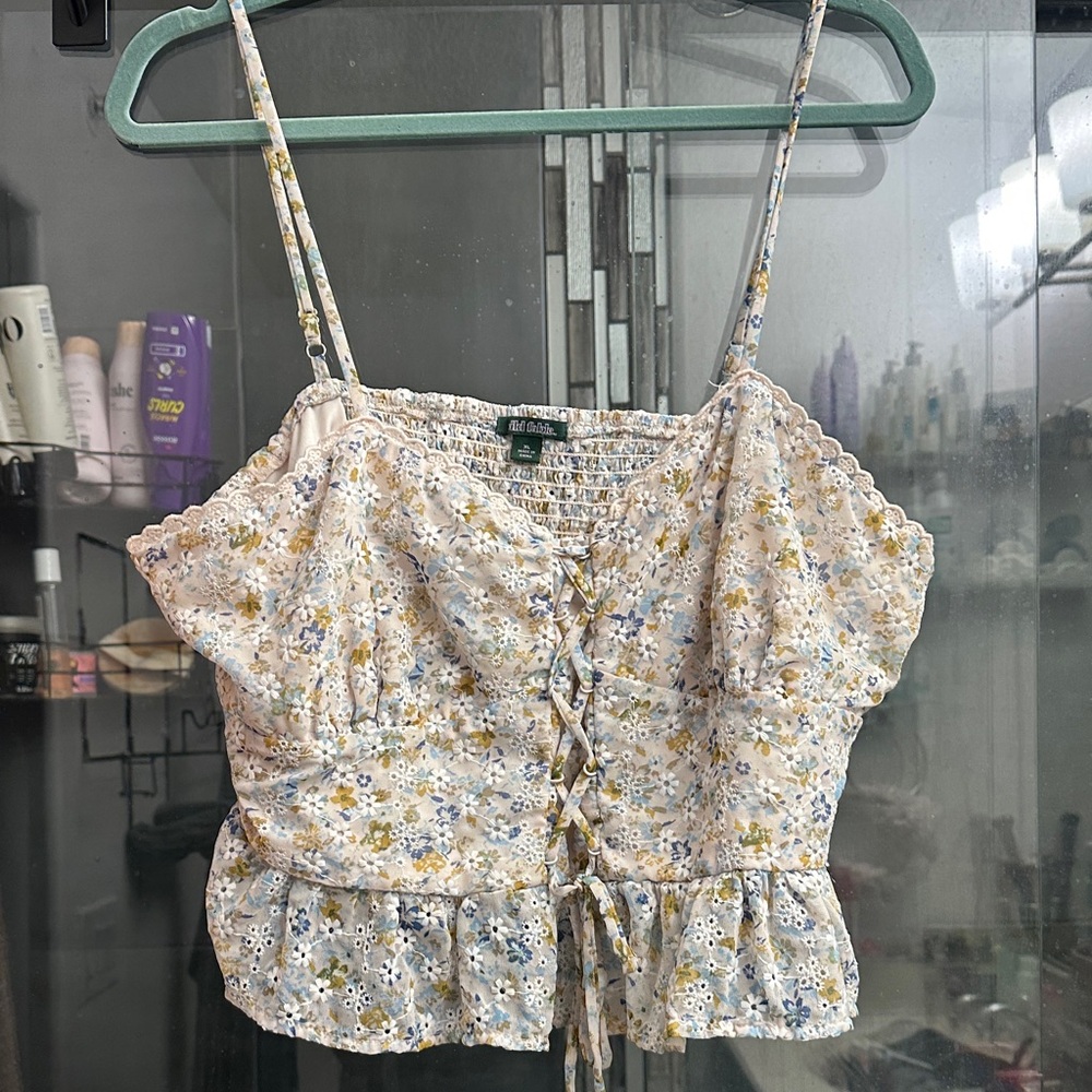 Wild Fable Floral Lace-Up Tank Top